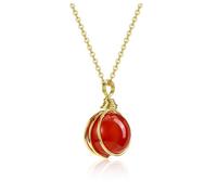 Jovivi Carnelian Crystal 16mm Gemstone Ball Red Agate Healing Stone Pendant Wire Wrapped Gold Necklace Jewellery Gifts for Women Mum Her Valentines Birthday Anniversay