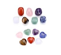 JOVIVI Chakra Crystals Heart Gemstones Set,Assorted Tumbled Gem Stones and Crystals Gifts Stocking Fillers Women Beginners Polished Pocket Stone Small Gifts for Women