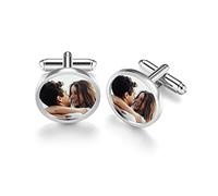 Jovivi Cufflinks for Men Personalised Photo Cufflinks Custom Engraved Picture Cuff Links Mens Gifts for Dad Best Man Groomsman Fathers Day Wedding