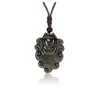 Jovivi Fox Crystal Necklace for Men,Fox Gifts for Women,Mens Golden Obsidian Fox Necklace Men's Jewellery for Women