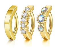 Jovivi Gold Belly Button Ring 14G Surgical Steel Belly Bar Clicker Ring Cubic Zirconia Reverse Curved Navel Belly Piercing Jewellery for Women,3PC Gold