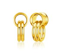 Jovivi Gold Ear Tunnels with Ring Stainless Steel 0G Ear Gauges Double Flared Stretchers Plugs Earrings Ears Lobe Piercing Jewellery 8mm