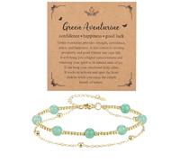 JOVIVI Green Aventurine Gold Bracelet For Women,Natural Stone Healing Crystals Gemstones Beaded Ankle Bracelets Womens Jewellery Gifts for Women Mum Ladies Birthday