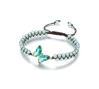 Jovivi Green Aventurine Healing Crystal Butterfly Bracelet Jewellery Gifts For Women,Natural Gemstone Adjustable Double Layered Beaded Bracelet for Ladies Girls Mum Birthday