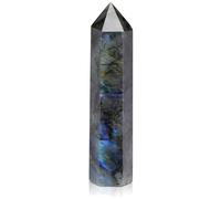 JOVIVI Healing Crystals,Large Labradorite Crystal Gemstone Wand,Hexagonal Gem Stones and Crystals Point Crystal Gifts for Beginners Reiki Yoga Meditation Home Decor,3.5"-3.9" Height