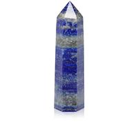 JOVIVI Healing Crystals,Large Lapis Lazuli Crystal Gemstone Wand,Hexagonal Gem Stones and Crystals Point Crystal Gifts for Beginners Reiki Yoga Meditation Home Decor,3.5"-3.9" Height