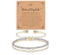Jovivi Infinity Moonstone Bracelet,Healing Crystal Gemstone Gold Beaded Bracelets for Women Ladies Jewellery Gifts for Mum