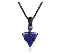JOVIVI Lapis Lazuli Pyramid Crystal Protection Healing Stone Energy Generator Spiritual Pendant Necklace for Women Men,Natural Gemstone Amulet Reiki Jewellery Gifts