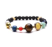 Jovivi Lava Bead Stones Anxiety Chakra Crystals Beads Solar System Universe Galaxy The Nine Planets Guardian Star Bracelet Women Men Jewellery Gifts