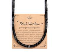 Jovivi Mens Beaded necklace For Men,Black Obsidian Hematite Crystal Gemstone Healing Bead Necklace for Men,Men's Jewellery Gifts for Men Boys Dad Birthday Christmas Fathers Day
