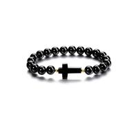 JOVIVI Mens Black Obsidian Christian Cross Bracelet For Men,Men's Natural Stone Healing Crystal Gemstone Beaded Bracelet Man Jewellery Christian gifts for men