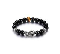 Jovivi Mens Black Obsidian Tiger Eye Pi Xiu Beaded Bracelet for Men Jewellery,10MM Natural Stone Healing Crystal Protection Bracelet for Men Boys,Attract Wealth and Good Luck Gifts