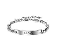 Jovivi Mens Bracelet Personalised Engraved ID Identity Bracelet Customised Gift for DAD Boyfriend Husband Valentines Anniversary Birthday Fathers Day