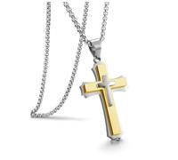 Jovivi Mens Cross Necklace for Men,Stainless Steel Gold Silver Cross Crucifix Pendant Chain Necklace for Boys Men's Jewellery Christian Gifts