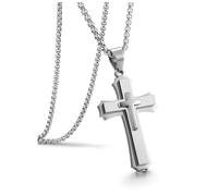 Jovivi Mens Cross Necklace for Men,Stainless Steel Silver Cross Crucifix Pendant Chain Necklace for Boys Men's Jewellery Christian Gifts
