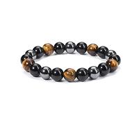 Jovivi Mens Crystal Bracelet Obsidian Tigers Eye Hematite Stone Anxiety Beads Bracelet Jewellery Gifts for Men Boys Boyfriend Dad Birthday Christmas Father's Day, 9 inch