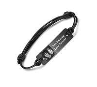 JOVIVI Mens Leather Bracelet for Men Personalised Photo Name Custom Engraved Black ID Tag Bracelet for Men HIm Boys Boyfriend Son DAD Anniversary Fathers Day Birthday Christmas Valentines