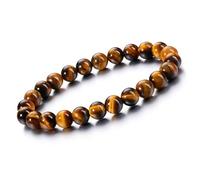 Jovivi Mens Tigers Eye Bracelet Jewellry for Men,8mm Natural Tiger Eye Crystal Gemstone Beaded Bracelet Men's Jewellery Gifts for Men Women Dad Boys Birthday Christmas