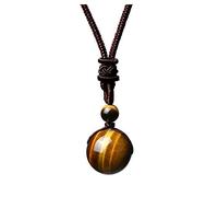 JOVIVI Mens Tigers Eye Necklace for Men Jewellery,Men's 16mm Gemstone Ball Healing Stone Crystal Pendant Necklace Rope Adjustable Gifts for Men Birthday Christmas