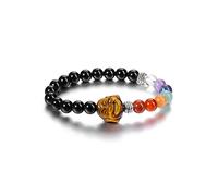 Jovivi Obsidian Chakra Bracelet for Men Women,Mens Healing Crystal Gemstone Stone Bead Buddha Bracelet for Yoga Meditation Gifts