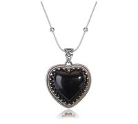 JOVIVI Obsidian Heart Necklace for Women,Black Healing Crystal Gemstone Heart Pendant Womens Ladies Vintage Silver Necklace Jewellery Gifts for Women Mum Birthday
