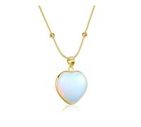 Jovivi Opal Crystal Heart Necklace,Womens Gold Plated Healing Crystal Heart Pendant Necklace for Women Ladies,Women's Jewellery Gifts