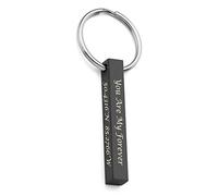 JOVIVI Personalised Bar Pendant Keyring Black Brushed Stainless Steel Custom Engraved Name Dog Tag Key Chain Ring