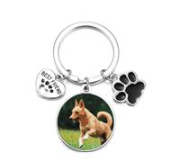 Jovivi Personalised Dog Photo Keyring Custom Engraved Keychain Pet Memorial Gifts for Dog Mum Dad Birthday Fathers day Mothers day Christmas