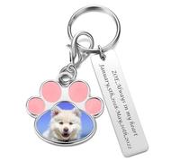 Jovivi Personalised Dog Photo Keyring Pet Memorial Gifts Custom Engraved Keychain Dog Mum Dad gifts for Birthday Fathers day Mothers day Christmas