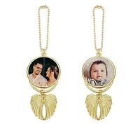 JOVIVI Personalised Photo Frame Car Hanging Accessories Interior Customised Photo Gifts For Women,Custom Double Side Full Color Picture Frame Holder Gold Angel Wings Car Mirror Hanging Ornament