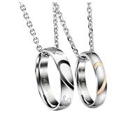 Jovivi Personalised Promise Rings Necklaces for Couples Boyfriend Girlfriend Valentines Gifts for Him Her Matching Heart Couples Necklaces for Wedding Annversary Husband Wife Gifts