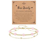 JOVIVI Rose Quartz Pink Gold Bracelet For Women,Natural Stone Healing Crystals Gemstones Beaded Ankle Bracelets Womens Jewellery Gifts for Women Mum Ladies Birthday
