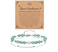 Jovivi Silver Bracelet for Women Green Aventurine Crystal Silver Heart Layered Dainty Chain Bracelet Gifts for Women Mum Birthday Girls Ladies Presents
