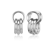 Jovivi Silver Ear Tunnels with Ring Stainless Steel 0G Ear Gauges Double Flared Stretchers Plugs Earrings Ears Lobe Piercing Jewellery 8mm