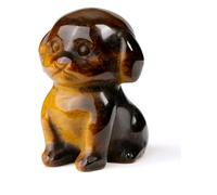 JOVIVI Tiger Eye Crystal Dog Ornament Gifts for Women Birthday,Healing Crystal Gemstone Dog Statue Figurine gifts for Dogs lovers Cute Home Room Decor,1.5"