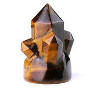 JOVIVI Tiger Eye Crystal Gifts,Brown Quartz Cluster Geode Druzy Gemstone Hexagonal Stone Points Healing Crystals Wand Witchy Gifts for Women