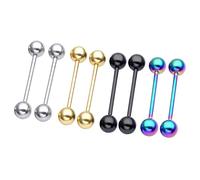 Jovivi Tongue Bars Stainless Steel 5mm Ball Barbell Tongue Piercing 16mm,8pc 16G