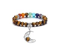 Jovivi Womens 7 Chakra Tigers Eye Healing Crystal Bracelet christmas Xmas Stocking Fillers Women Crystal Moon Jewellery Gifts Women Mum Xmas Birthday