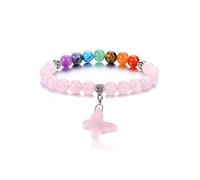 Jovivi Women's Butterfly Healing Crystal Bracelet For Women,Rose Quartz Chakra stone Beaded Bracelet butterfly Jewellery Gifts for Women