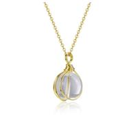 Jovivi Womens Healing Crystal Natural Clear Quartz Stone 16mm Gemstone Ball Pendant Wire Wrapped Gold Necklace Reiki Spiritual Jewellery Gifts for Women Her Birthday Christmas Anniversay