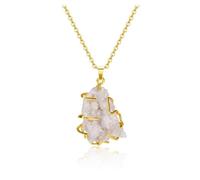 Jovivi Womens Titanium Coated Rock Crystal Quartz Cluster Drusy Geode Agate Gemstone Gold wrap Pendant Necklace Spiritual Reiki Healing Jewellery Gifts For Women