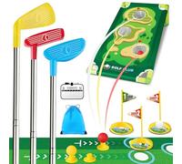 Jovizo Toddler Golf Set for Boys Girls Aged 3 4 5 6, Retractable Kids Golf Clubs Set with Cornhole Board & Putting Mat, Outdoor Indoor Sports Toy Birthday Gift
