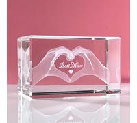 JOVMUND Crystal Gifts Cube Glass Engraved with Best Mum, Mothers Day Birthday Gifts for Mother Mum Mummy