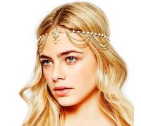 Jovono Boho Gold Head Chain Headband Hair Jewellery Accessories for Women