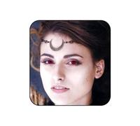 Jovono Boho Head Chain Water Droplets Headchains Hollow-out Decorative Pattern Headpiece Moon Hair Accesories for Women and Girls (Bronze+Red)