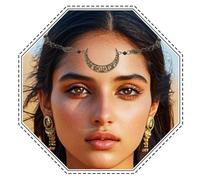 Jovono Boho Head Chain with Crystal and Hollow-out Decorative Pattern Headpiece Fashion Hair Accesories for Women and Girls (Bronze+Black)