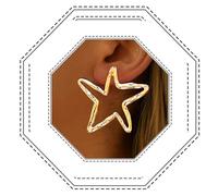 Jovono Boho Star Hoop Earrings Gold Big Starfish Dangle Earring Summer Beach Stars Ear Accessory for Women