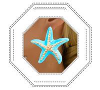 Jovono Boho Starfish Earrings Ocean Star Fish Stud Earring Big Blue Stars Dangle Ear Accessory for Women