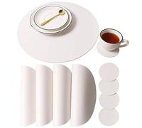 Jovono Embossed PU Leather Placemats, Waterproof Coffee Coasters, Kitchen Table Mats, Easy to Wipe Off for Dining Round Table