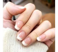 Jovono French False Nails Nude Pink Medium Press on Nails Bellarina Acrylic Stick on Nails for Women and Girls (24pcs)